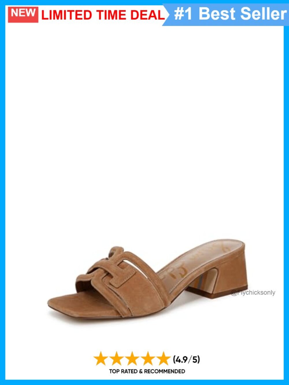 Sam Edelman Waylon Leather Heeled Slide Sandal Block Heel Buckle